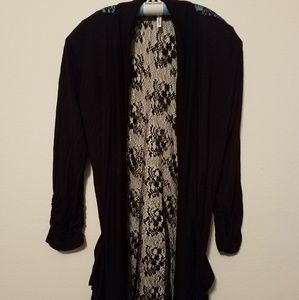 Black lace cardigan, 3/4 sleeve with pockets